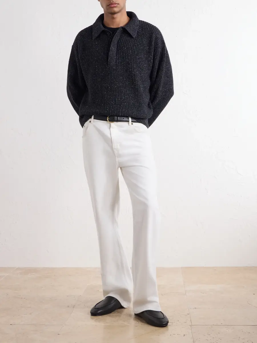 SAGE NATION Ribbed-Knit Wool Polo Sweater - Men | Thumbnail 2