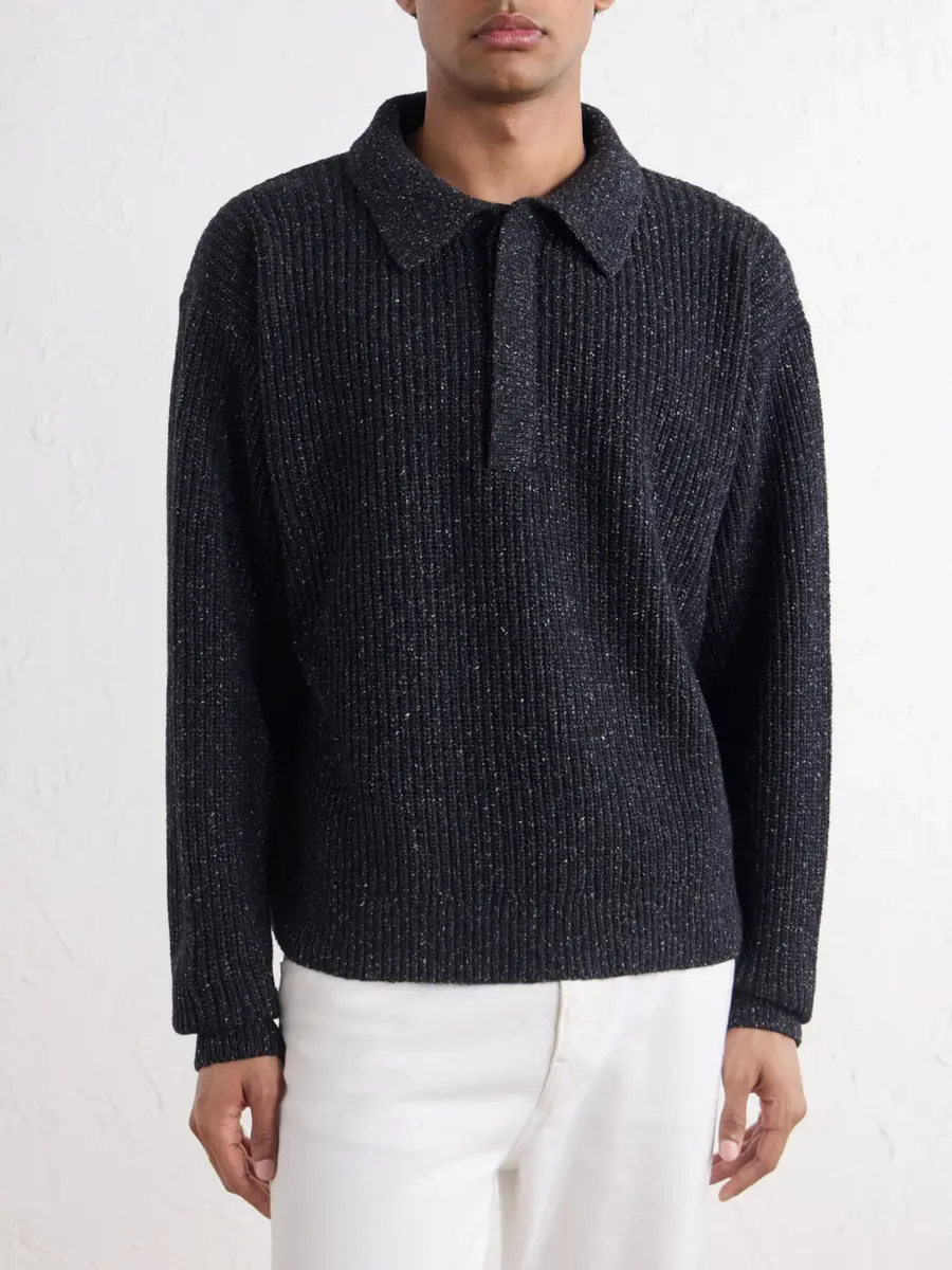 SAGE NATION Ribbed-Knit Wool Polo Sweater - Men | Thumbnail 3