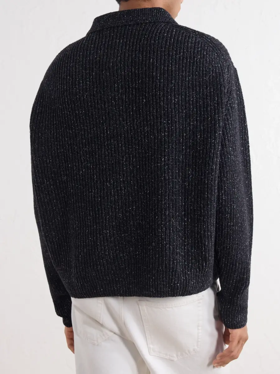 SAGE NATION Ribbed-Knit Wool Polo Sweater - Men | Thumbnail 4