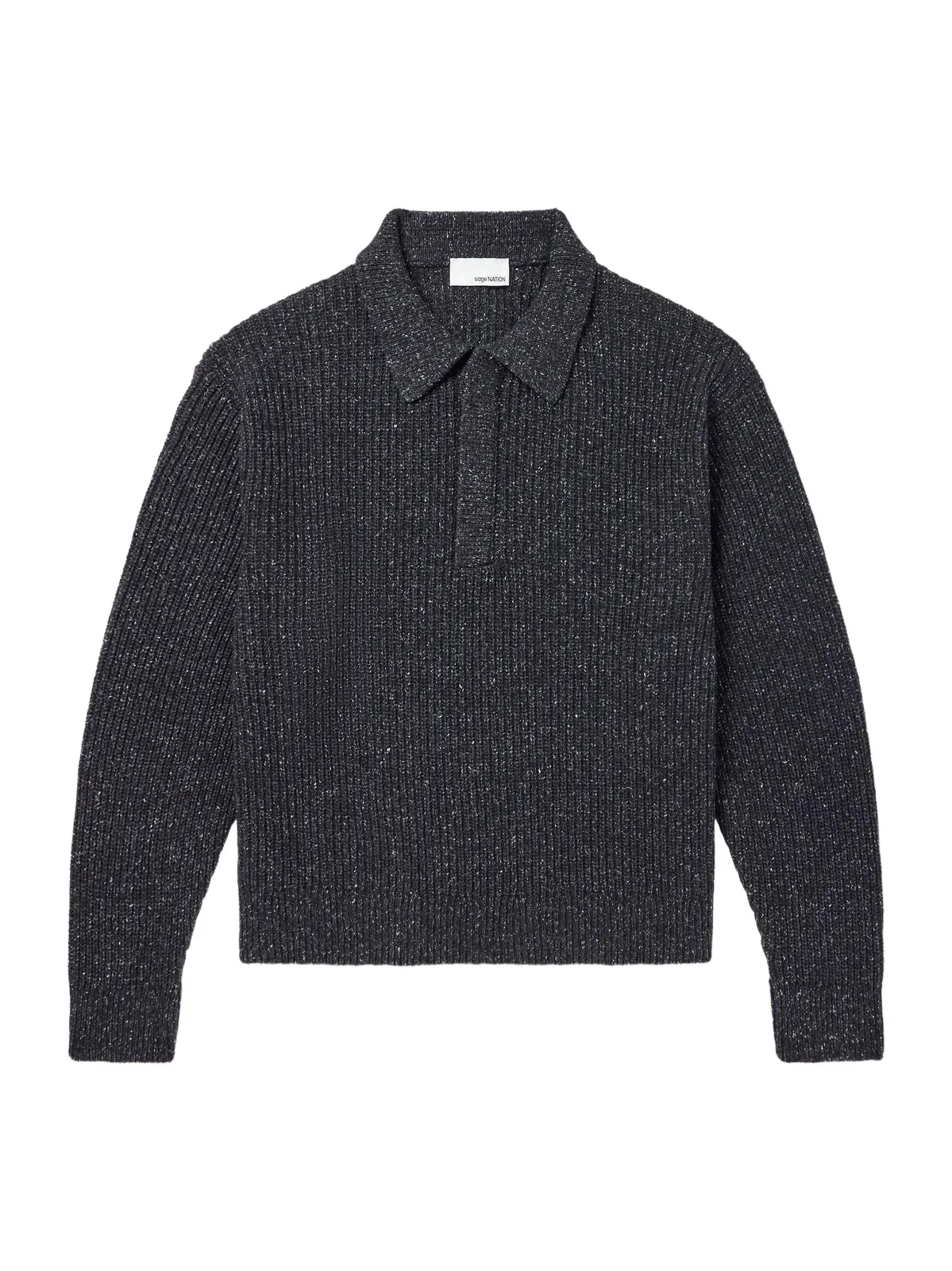 Ribbed-Knit Wool Polo Sweater - Men