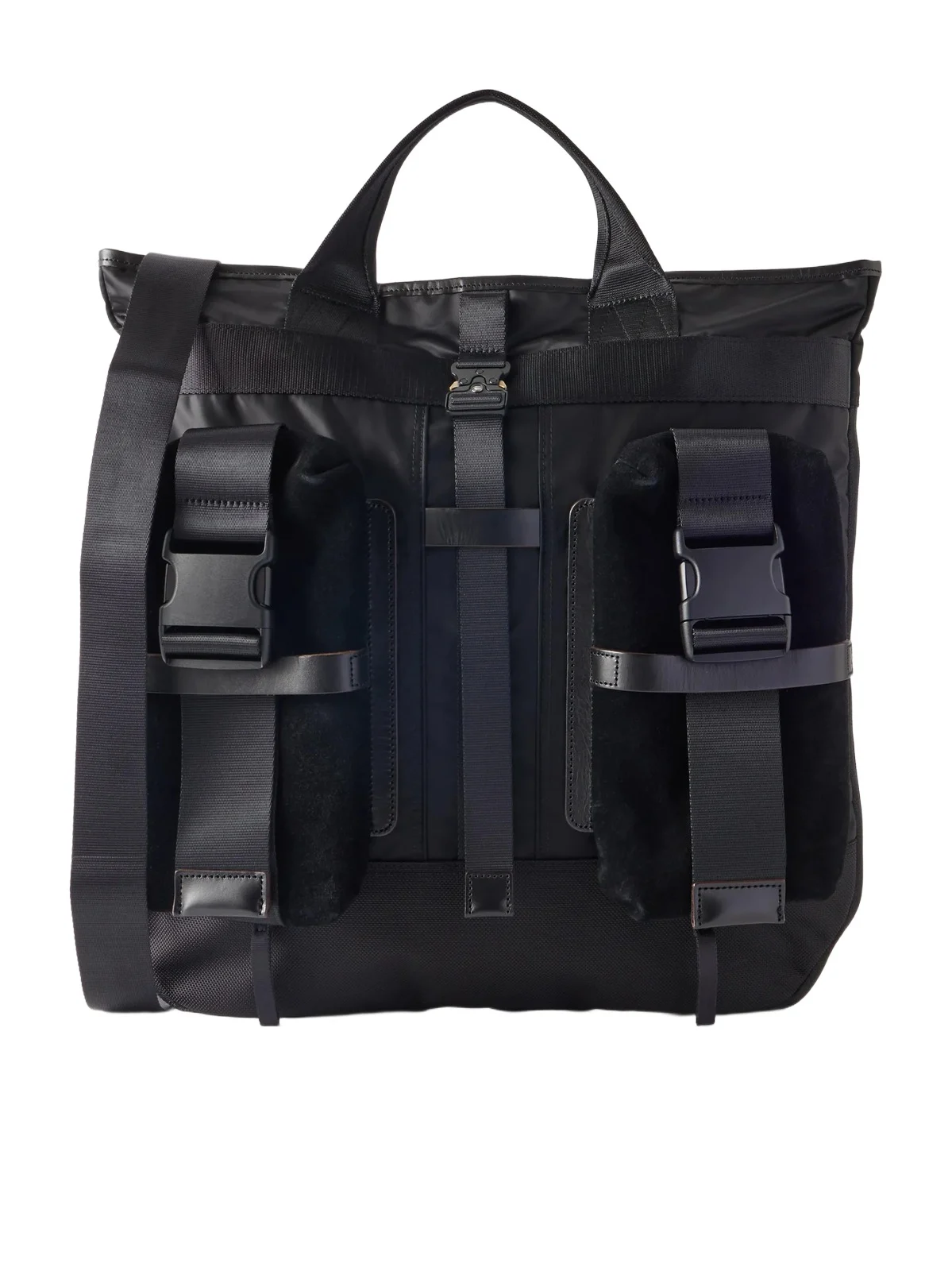 Master-Piece Helmet Suede and Leather-Trimmed Shell Messenger Bag - Men