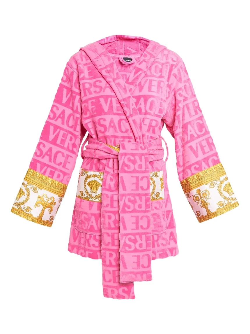 Versace I Heart Baroque Hooded Short Bathrobe