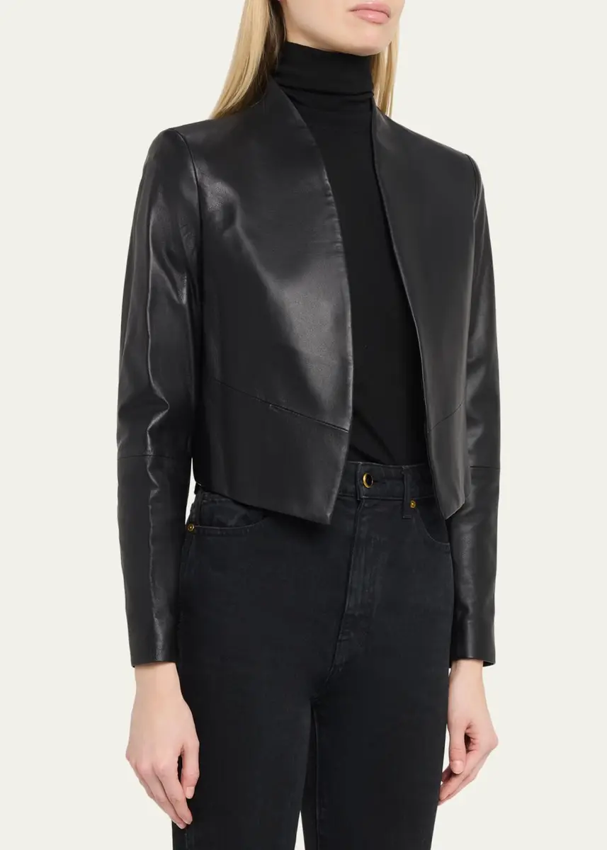 Alice + Olivia New Harvey Leather Open-Front Jacket | Thumbnail 4 Alice + Olivia New Harvey Leather Open-Front Jacket | Thumbnail 4