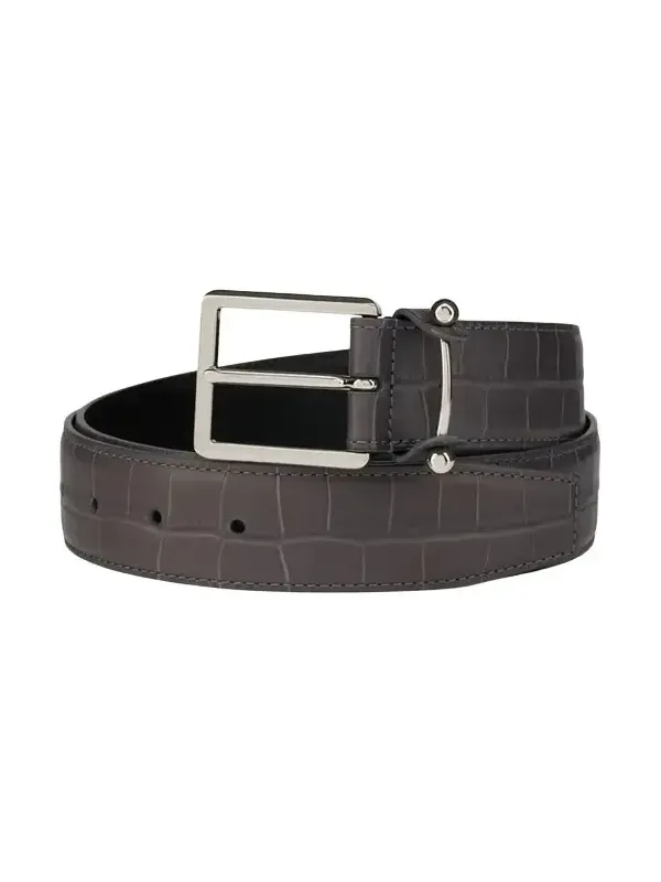 Christian Louboutin Men's Chambeliss Croc-Effect Leather Belt