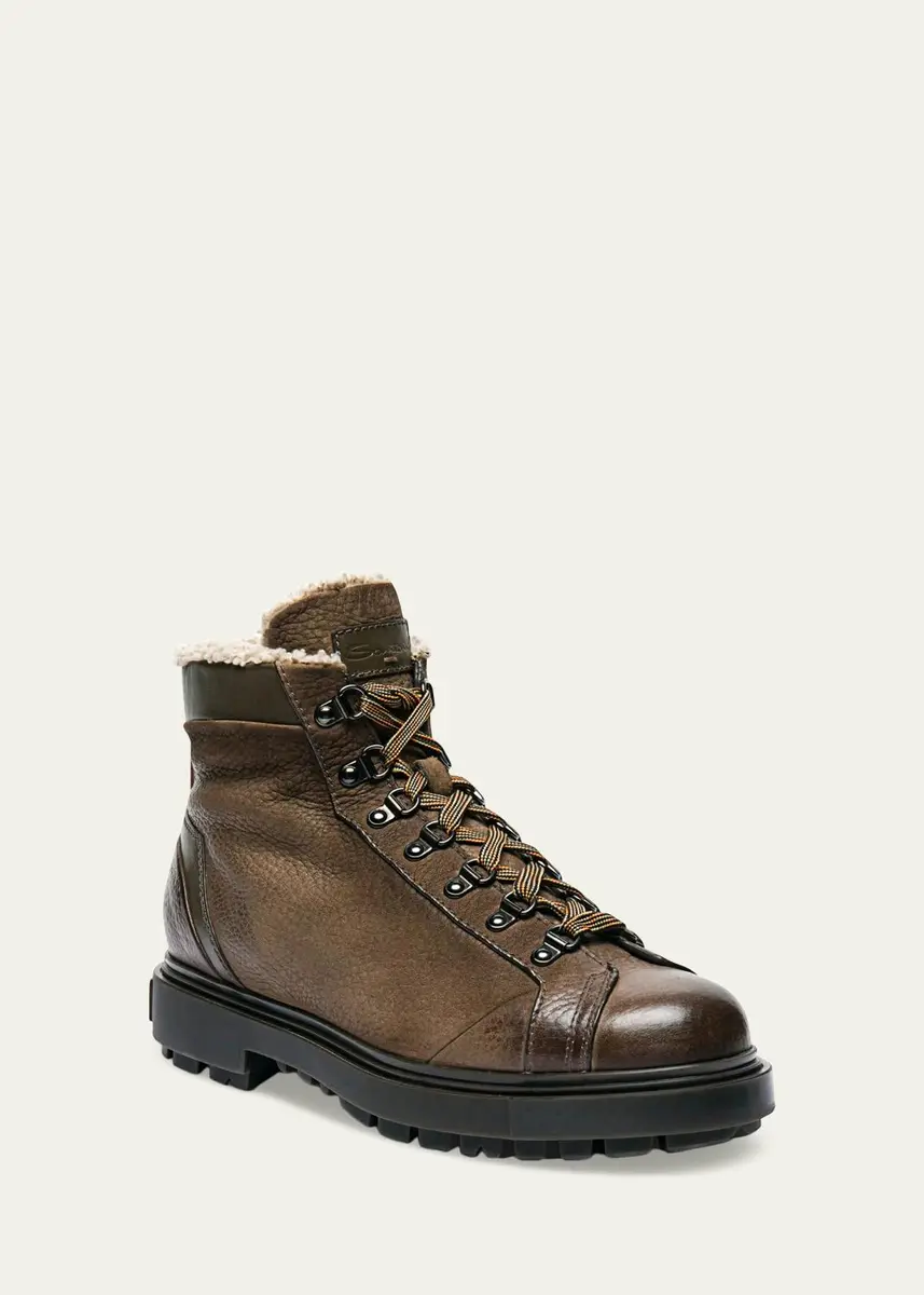 Santoni Men's Farah Shearling-Lined Leather Ankle Boots | Thumbnail 2 Santoni Men's Farah Shearling-Lined Leather Ankle Boots | Thumbnail 2