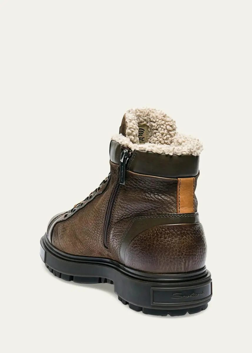 Santoni Men's Farah Shearling-Lined Leather Ankle Boots | Thumbnail 3 Santoni Men's Farah Shearling-Lined Leather Ankle Boots | Thumbnail 3
