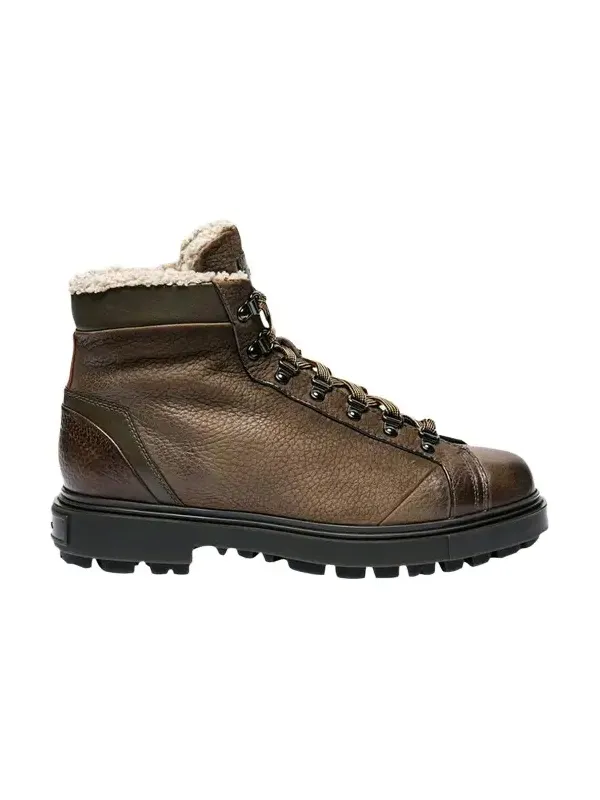 Santoni Men's Farah Shearling-Lined Leather Ankle Boots
