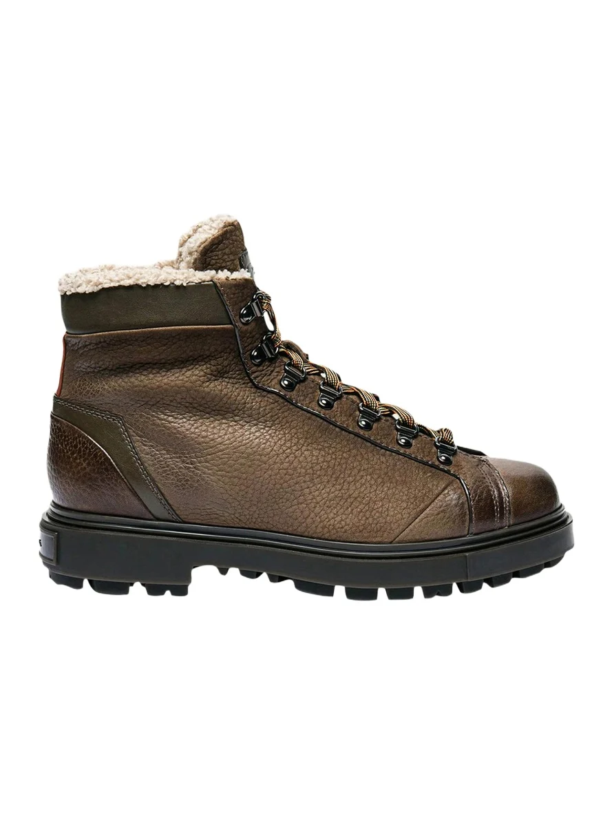 Santoni Men's Farah Shearling-Lined Leather Ankle Boots