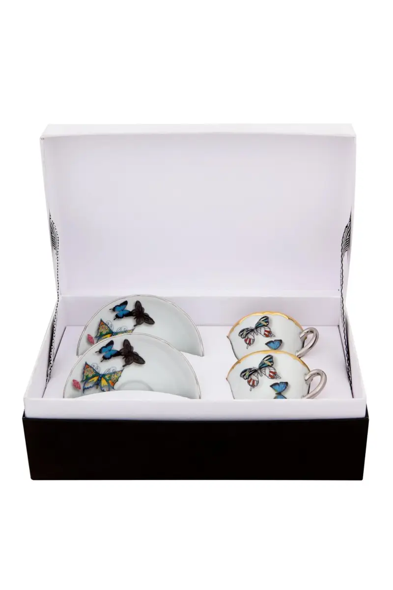 Christian LaCroix X Vista Alegre Butterfly Parade Espresso/Coffee Cups & Saucers, Set of 2 | Thumbnail 4 Christian LaCroix X Vista Alegre Butterfly Parade Espresso/Coffee Cups & Saucers, Set of 2 | Thumbnail 4
