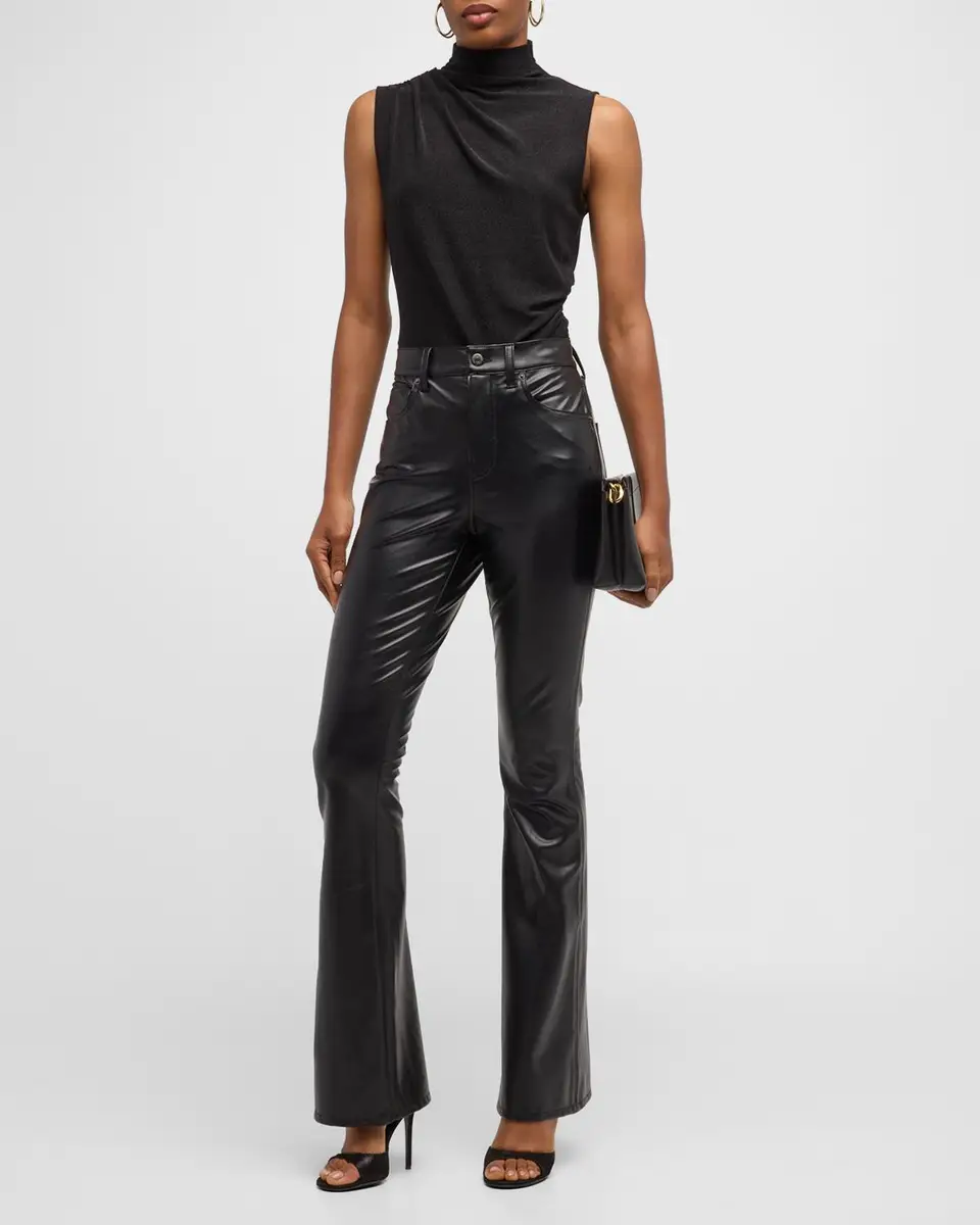 Veronica Beard Beverly High-Rise Skinny Flare Faux Leather Jeans | Thumbnail 2 Veronica Beard Beverly High-Rise Skinny Flare Faux Leather Jeans | Thumbnail 2
