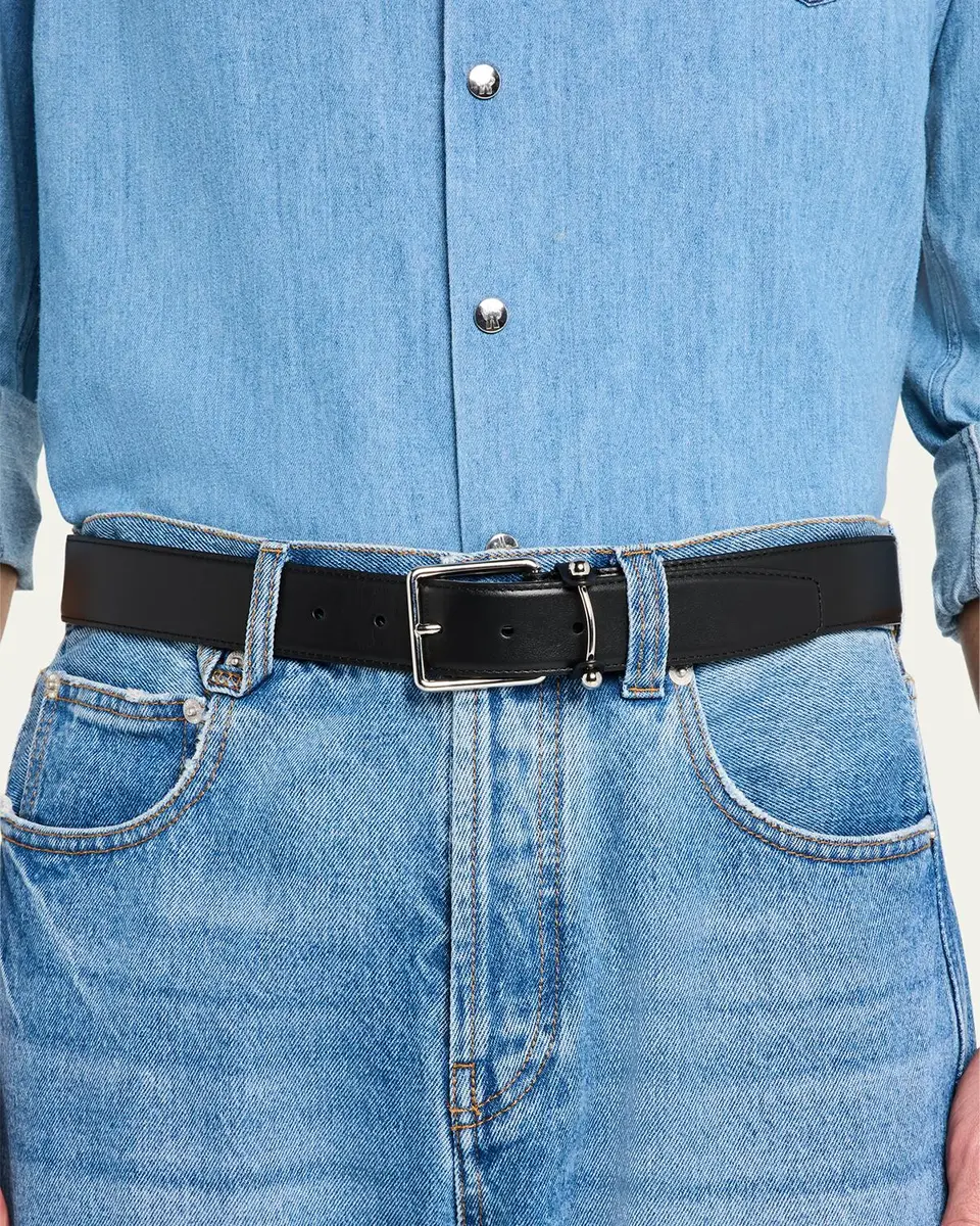 Christian Louboutin Men's Chambeliss Leather Belt | Thumbnail 2