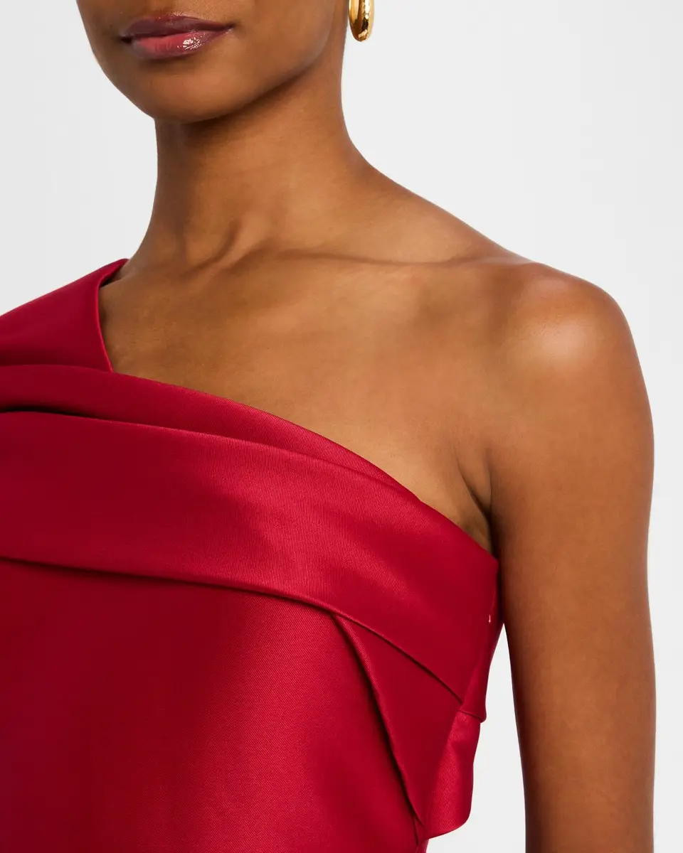 Badgley Mischka Collection Pleated One-Shoulder Midi Dress | Thumbnail 5
