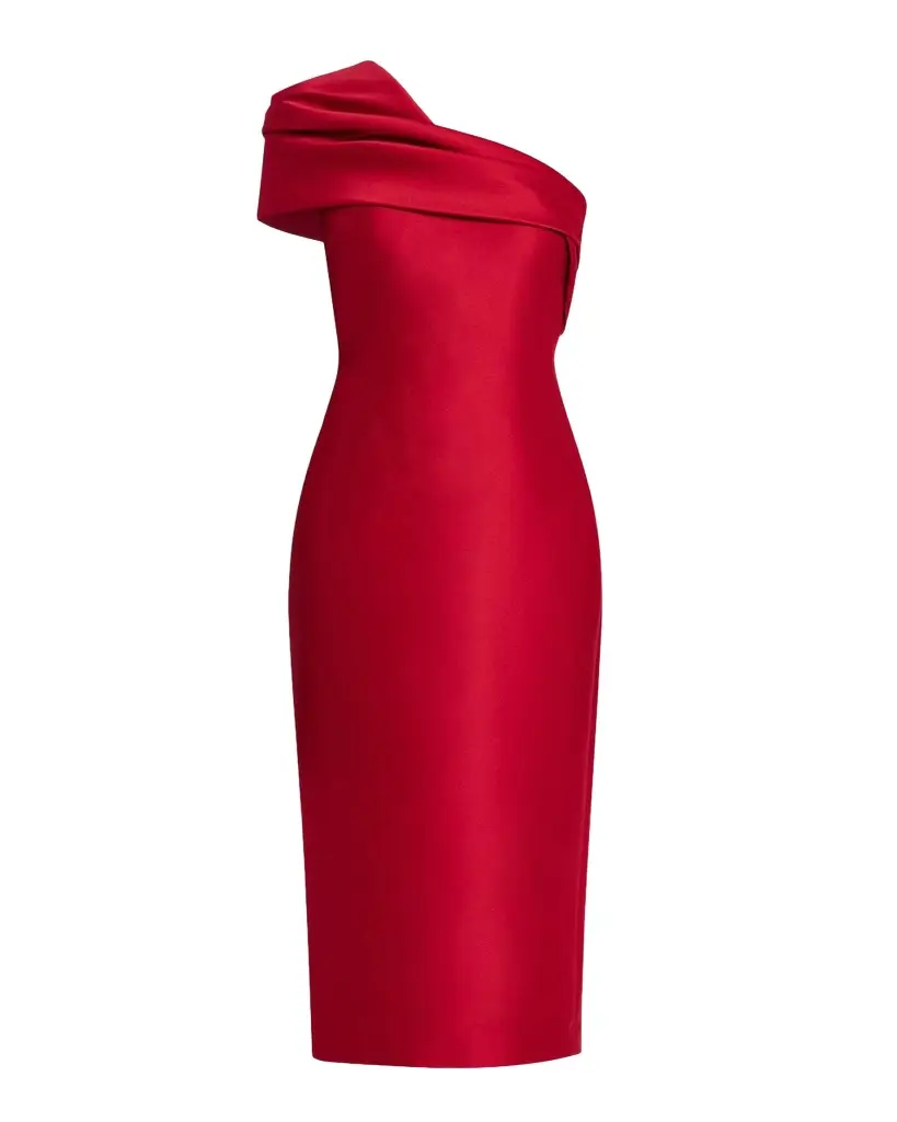 Pleated One-Shoulder Midi Dress Pleated One-Shoulder Midi Dress