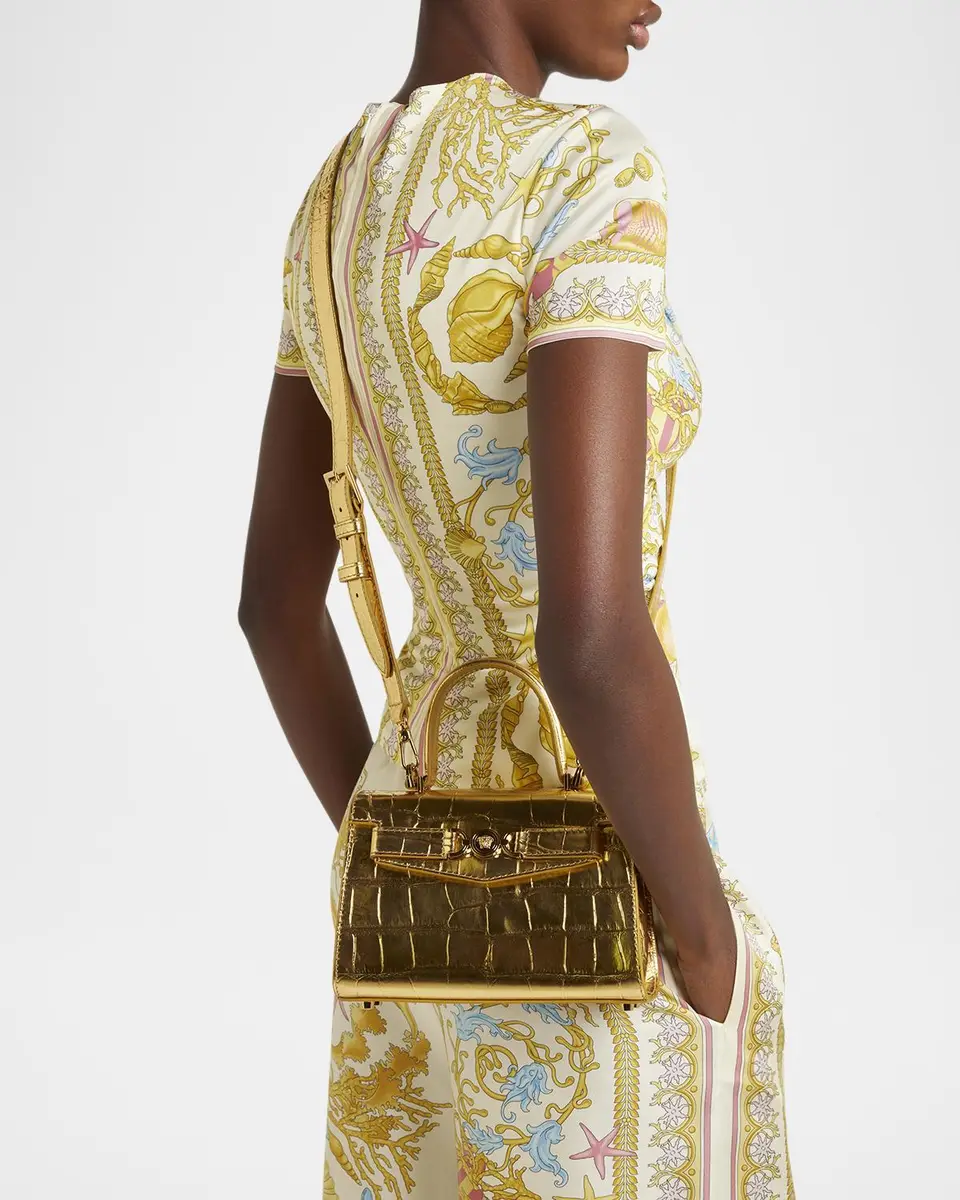 Versace La Medusa Metallic Croc-Embossed Bag | Thumbnail 2 Versace La Medusa Metallic Croc-Embossed Bag | Thumbnail 2