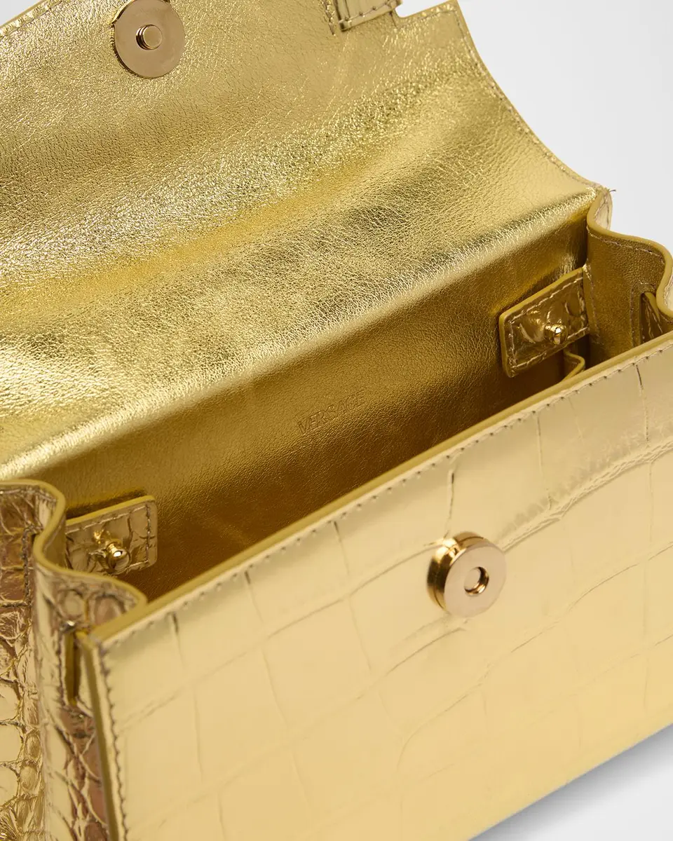 Versace La Medusa Metallic Croc-Embossed Bag | Thumbnail 4 Versace La Medusa Metallic Croc-Embossed Bag | Thumbnail 4