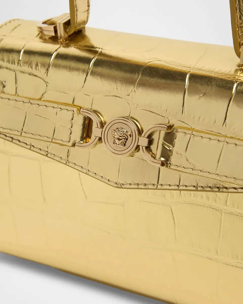 Versace La Medusa Metallic Croc-Embossed Bag | Thumbnail 6 Versace La Medusa Metallic Croc-Embossed Bag | Thumbnail 6