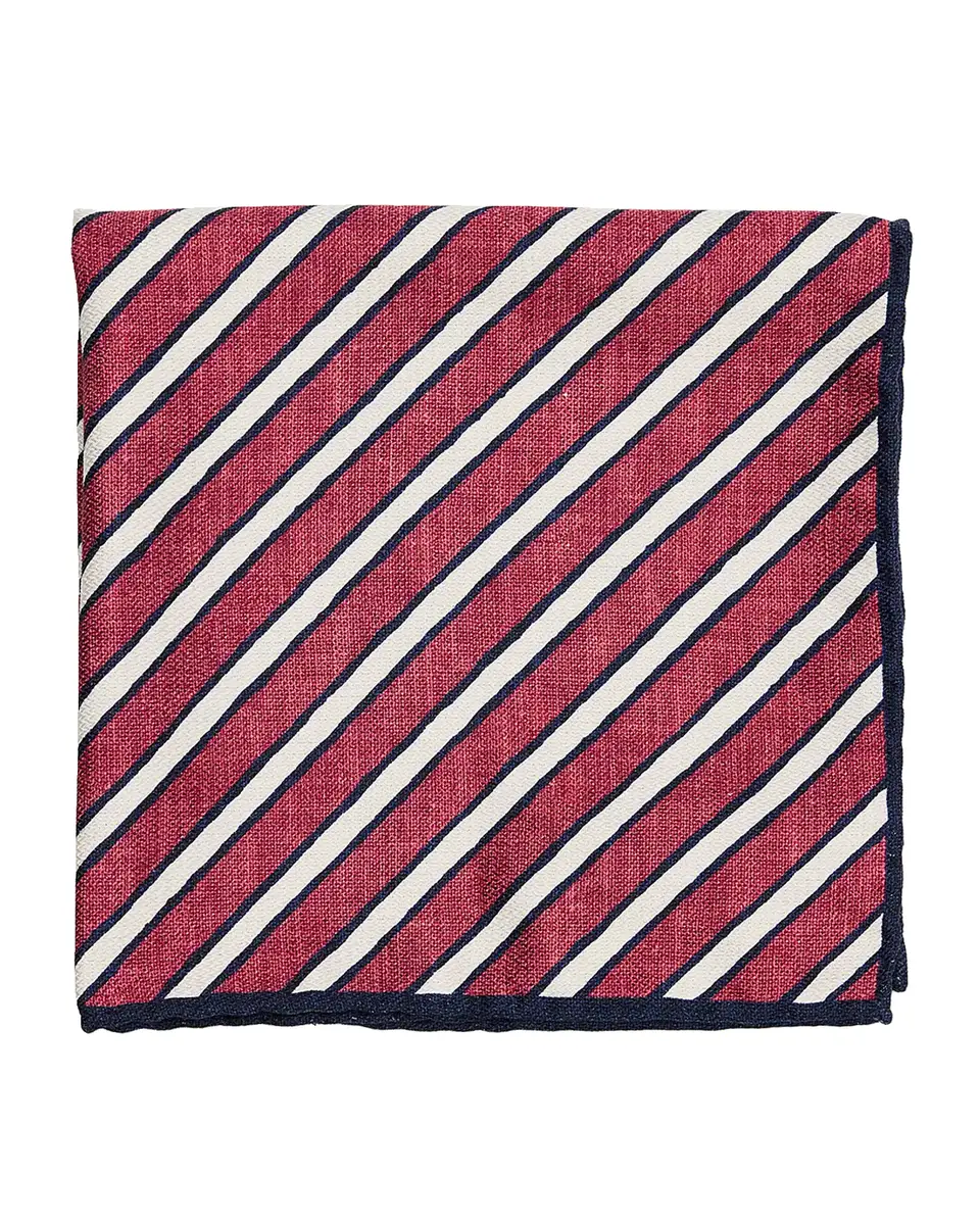 Brunello Cucinelli Men's Double-Face Bengal Stripe Silk Pocket Square | Thumbnail 2 Brunello Cucinelli Men's Double-Face Bengal Stripe Silk Pocket Square | Thumbnail 2