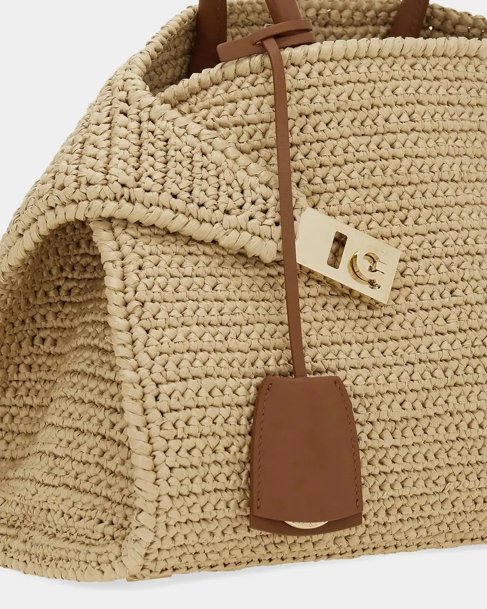 Ferragamo Hug Medium Gancini Raffia Top Handle Bag | Thumbnail 8 Ferragamo Hug Medium Gancini Raffia Top Handle Bag | Thumbnail 8