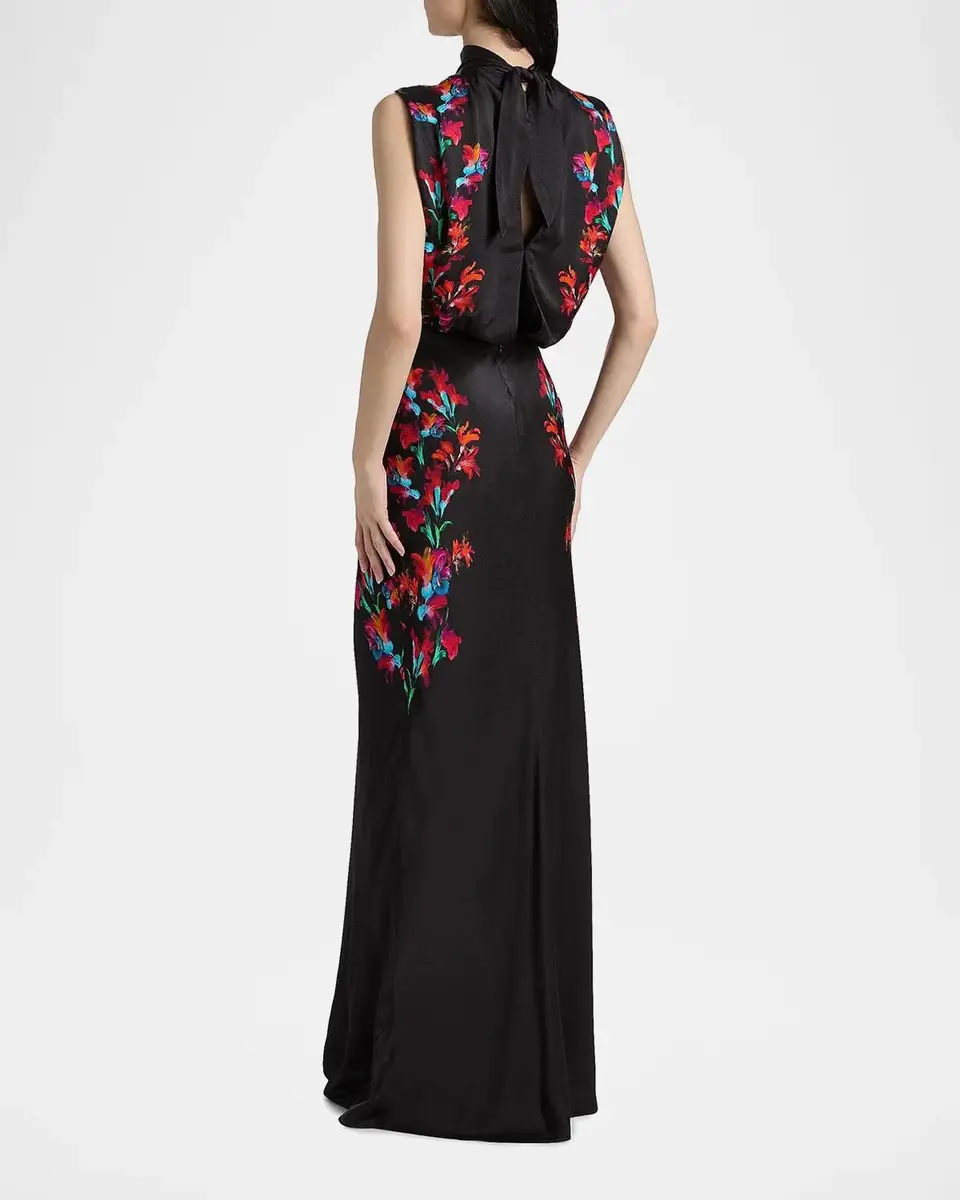 Saloni Fleur Printed High-Neck Dress | Thumbnail 3 Saloni Fleur Printed High-Neck Dress | Thumbnail 3