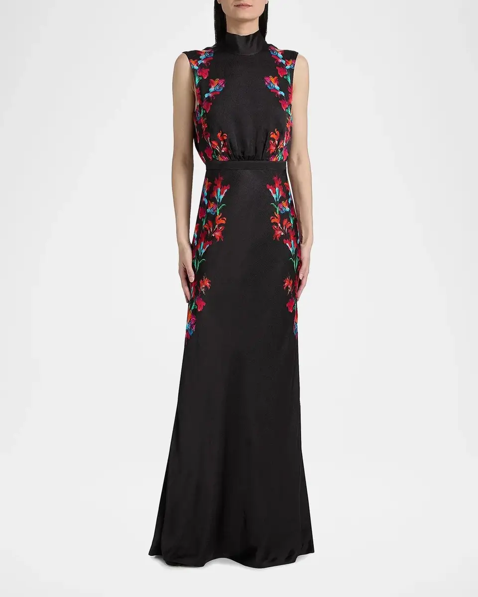 Saloni Fleur Printed High-Neck Dress | Thumbnail 4 Saloni Fleur Printed High-Neck Dress | Thumbnail 4