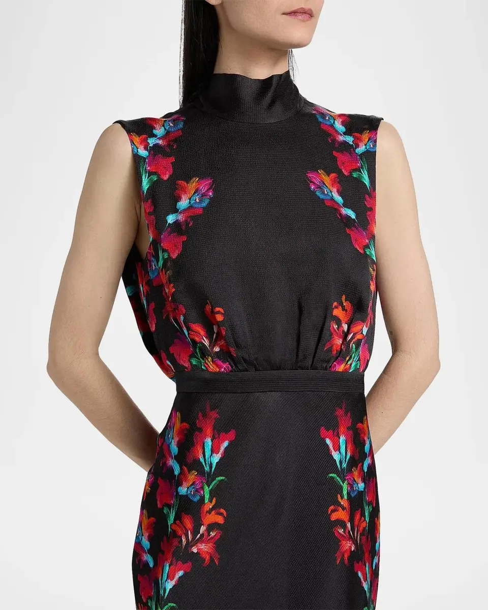 Saloni Fleur Printed High-Neck Dress | Thumbnail 5 Saloni Fleur Printed High-Neck Dress | Thumbnail 5