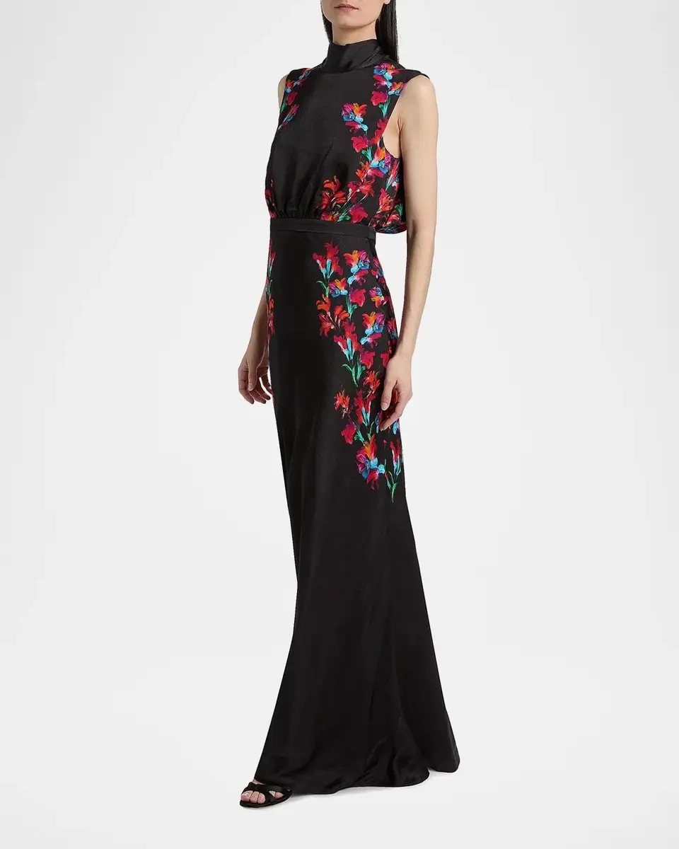 Saloni Fleur Printed High-Neck Dress | Thumbnail 7 Saloni Fleur Printed High-Neck Dress | Thumbnail 7