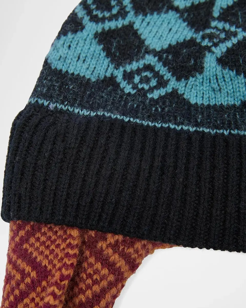 Dries Van Noten Men's Wool Knit Fair Isle Trapper Beanie Hat | Thumbnail 2