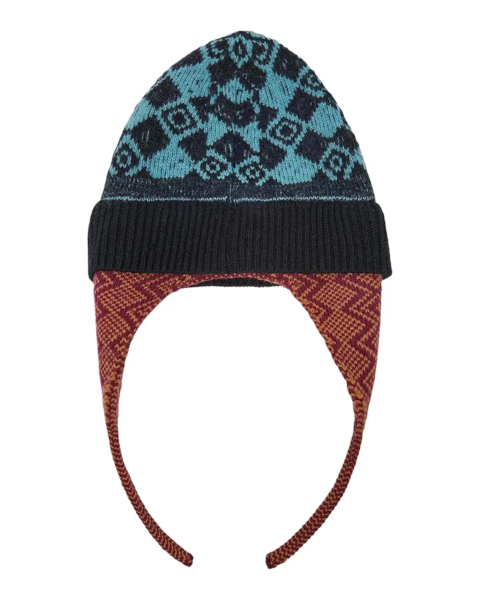 Dries Van Noten Men's Wool Knit Fair Isle Trapper Beanie Hat | Thumbnail 3