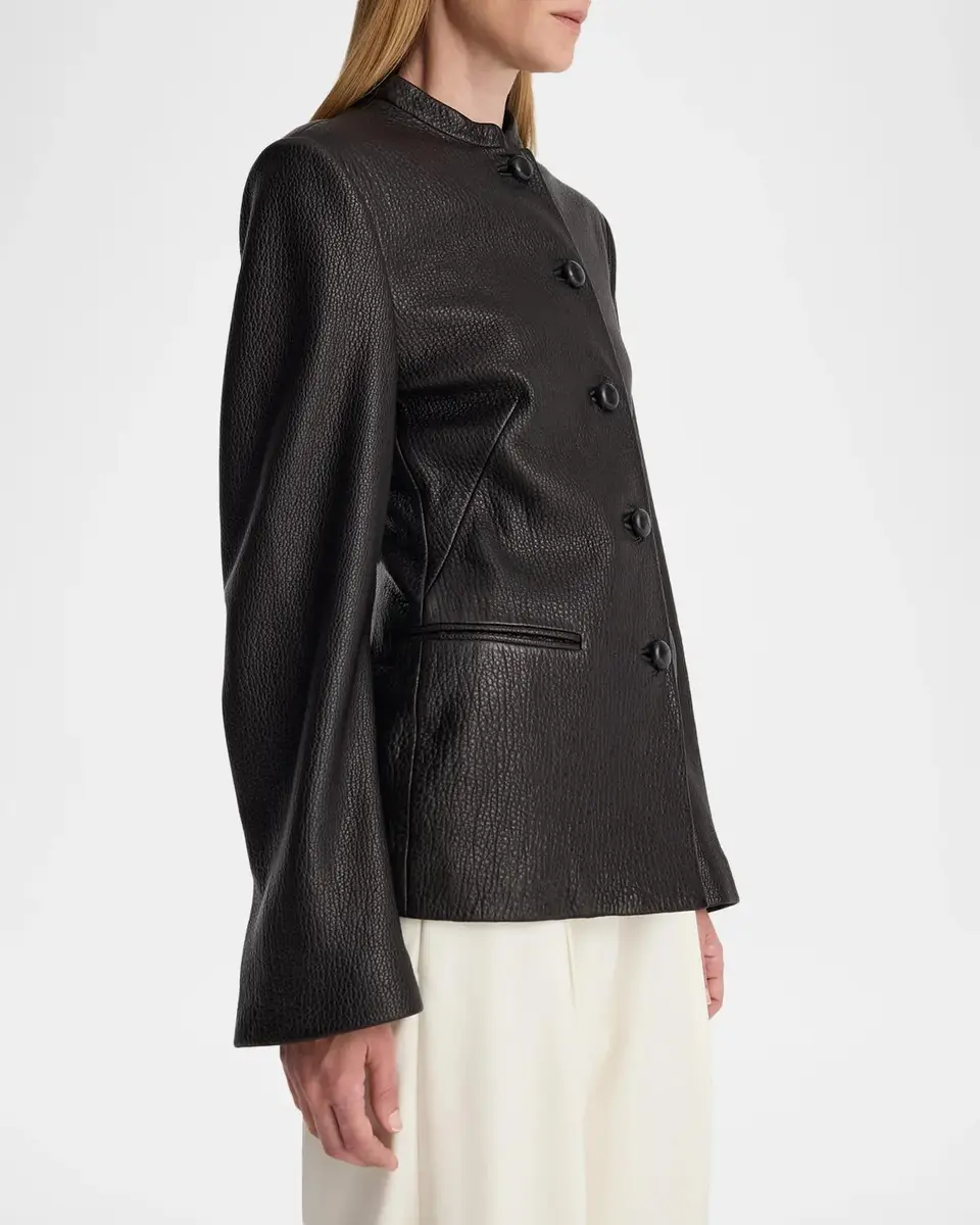 RÓHE Shaped Grain Leather Jacket | Thumbnail 4