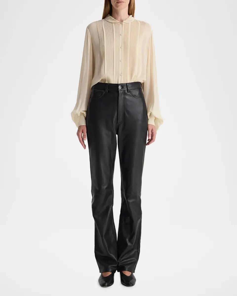 RÓHE High-Waist Leather Straight-Leg Pants | Thumbnail 2 RÓHE High-Waist Leather Straight-Leg Pants | Thumbnail 2