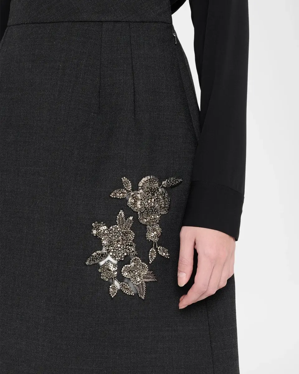 Dice Kayek Floral Embellished Wool Stretch Mini A-Line Skirt | Thumbnail 5 Dice Kayek Floral Embellished Wool Stretch Mini A-Line Skirt | Thumbnail 5