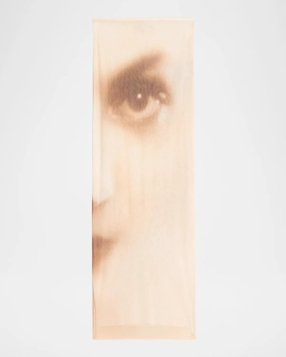 Jean Paul Gaultier Face-Print Mesh Midi Skirt