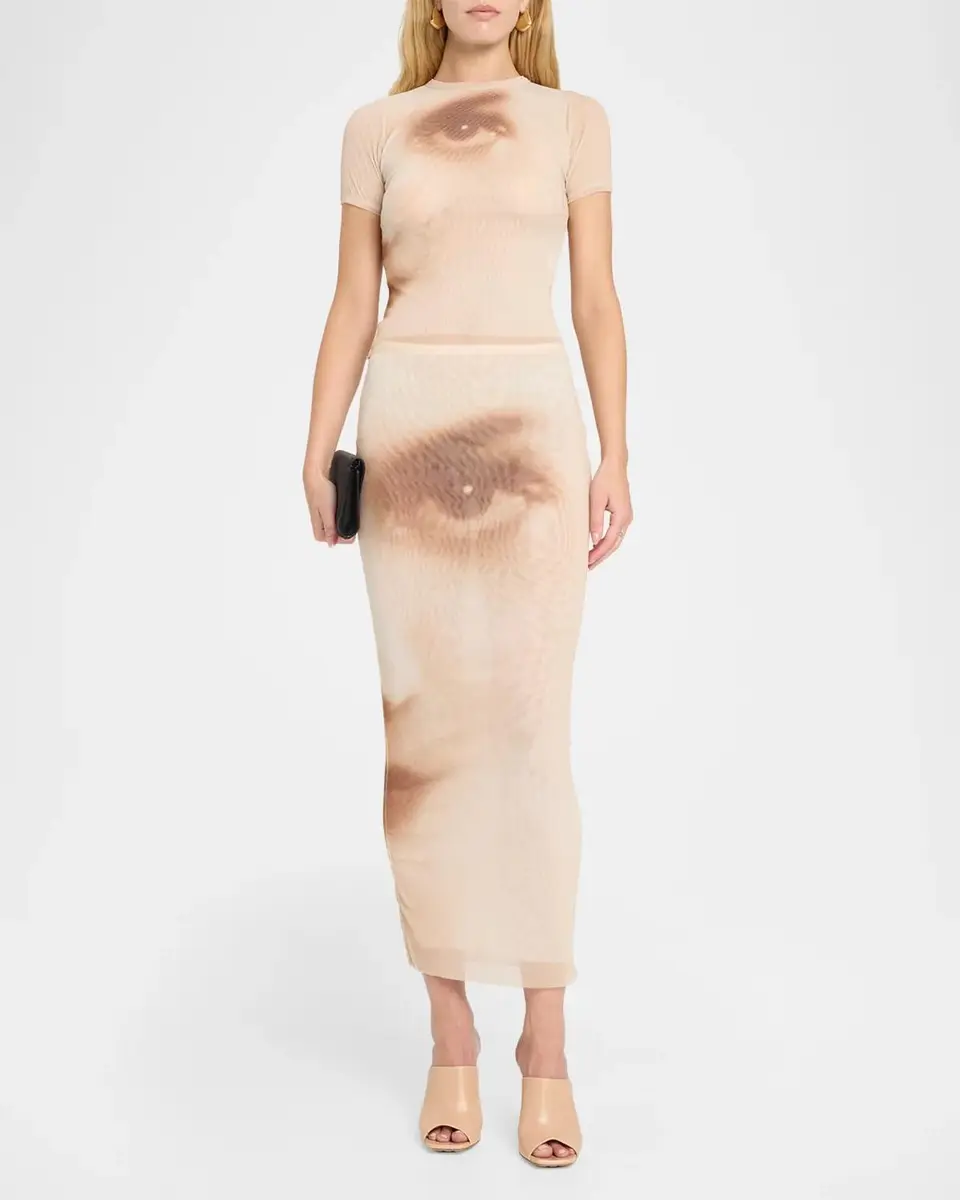 Jean Paul Gaultier Face-Print Mesh Midi Skirt | Thumbnail 2 Jean Paul Gaultier Face-Print Mesh Midi Skirt | Thumbnail 2