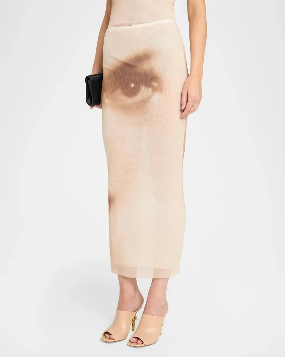 Jean Paul Gaultier Face-Print Mesh Midi Skirt | Thumbnail 4 Jean Paul Gaultier Face-Print Mesh Midi Skirt | Thumbnail 4