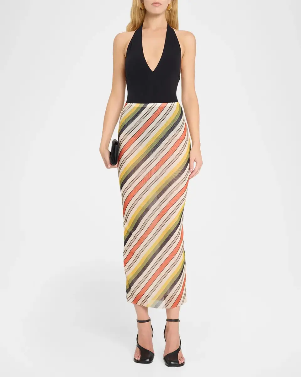 Jean Paul Gaultier Diagonal Striped Mesh Midi Skirt | Thumbnail 2 Jean Paul Gaultier Diagonal Striped Mesh Midi Skirt | Thumbnail 2