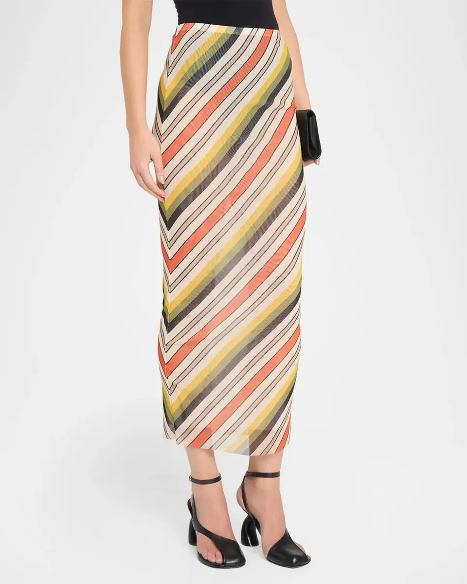 Jean Paul Gaultier Diagonal Striped Mesh Midi Skirt | Thumbnail 4 Jean Paul Gaultier Diagonal Striped Mesh Midi Skirt | Thumbnail 4