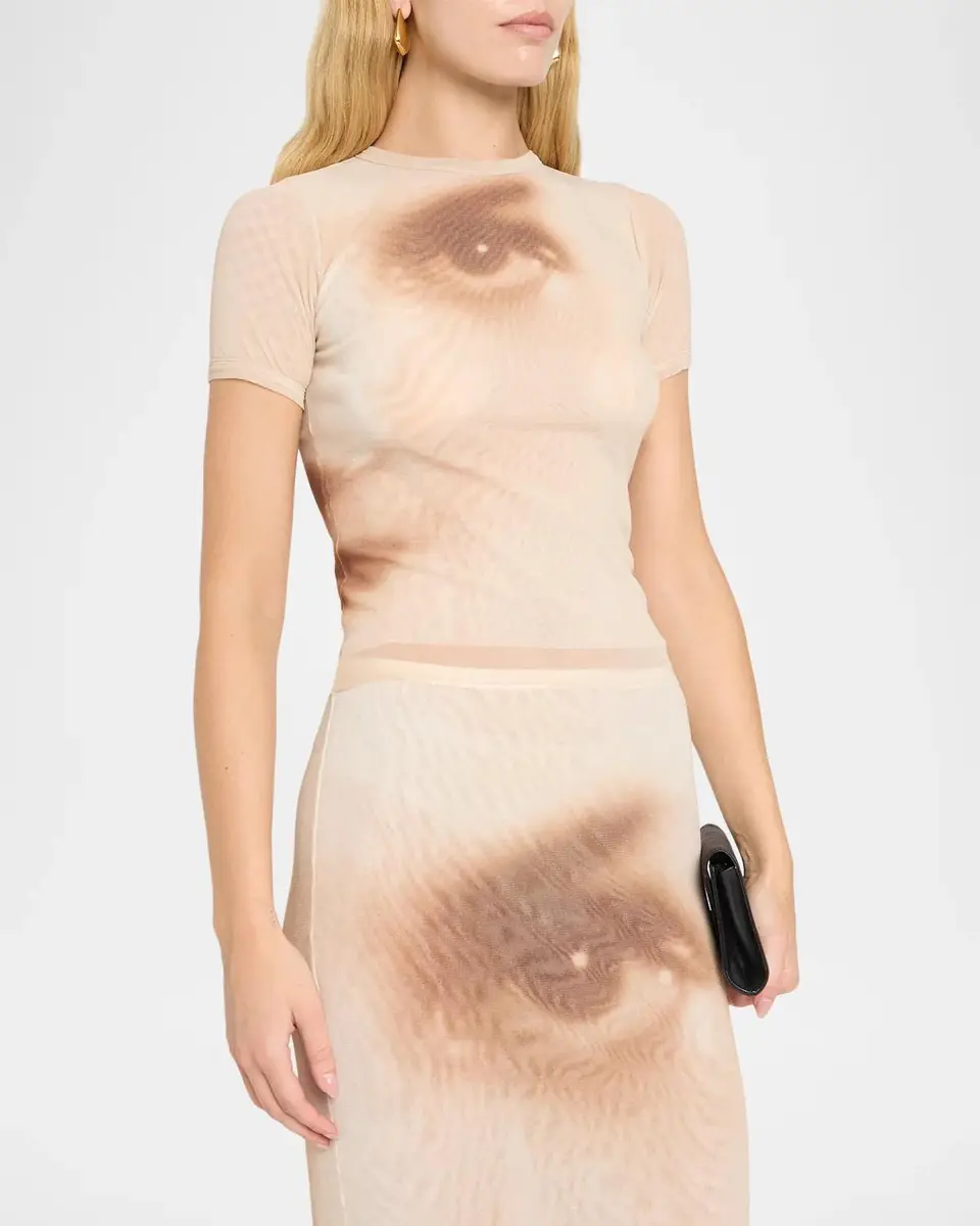 Jean Paul Gaultier Face-Print Mesh Short-Sleeve Baby Tee | Thumbnail 4 Jean Paul Gaultier Face-Print Mesh Short-Sleeve Baby Tee | Thumbnail 4