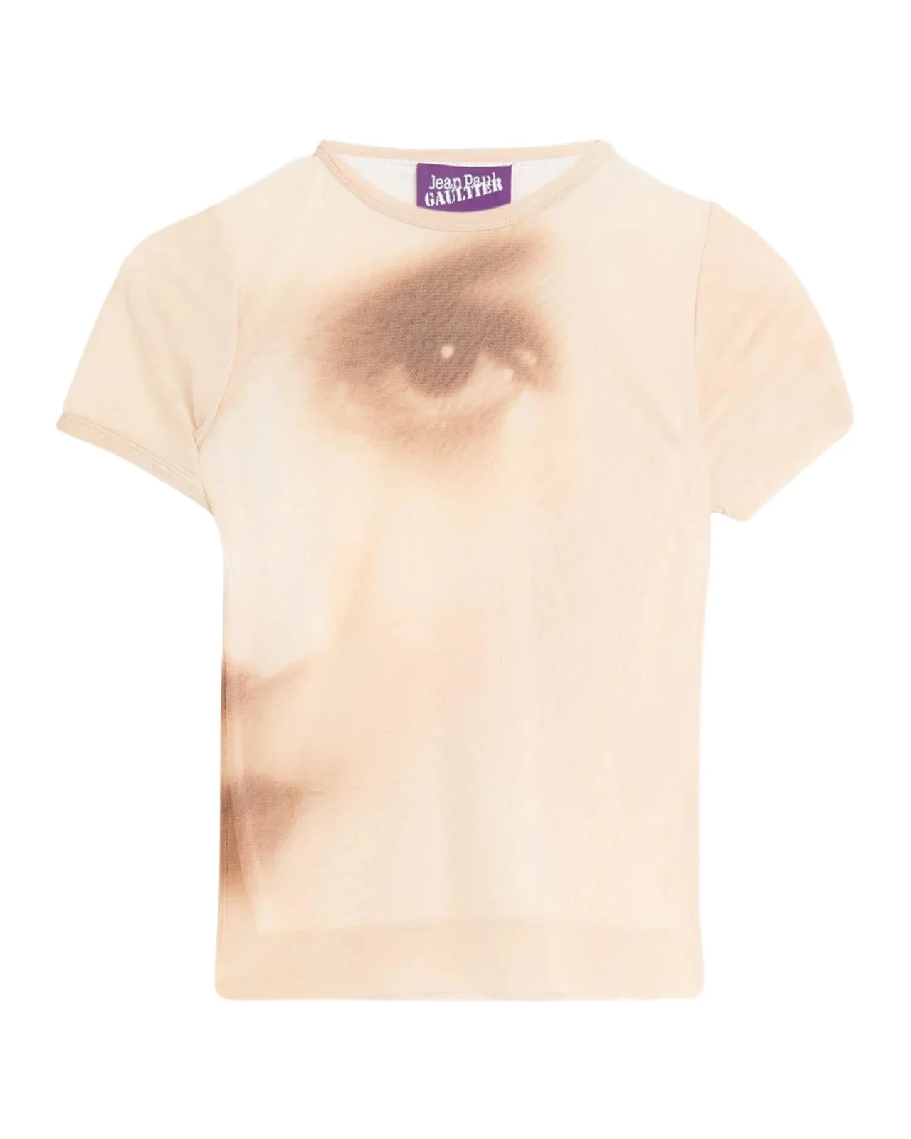 Jean Paul Gaultier Face-Print Mesh Short-Sleeve Baby Tee