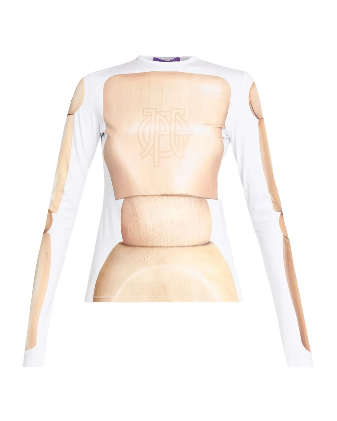 Jean Paul Gaultier Wooden Body Trompe L 'oeil Jersey Long-Sleeve T-Shirt