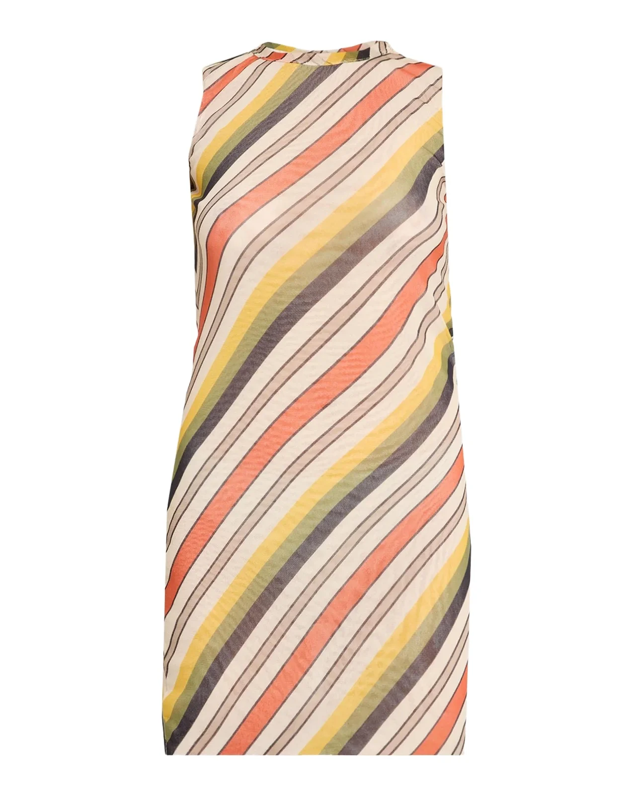 Jean Paul Gaultier Striped Mesh Sleeveless Mini Dress