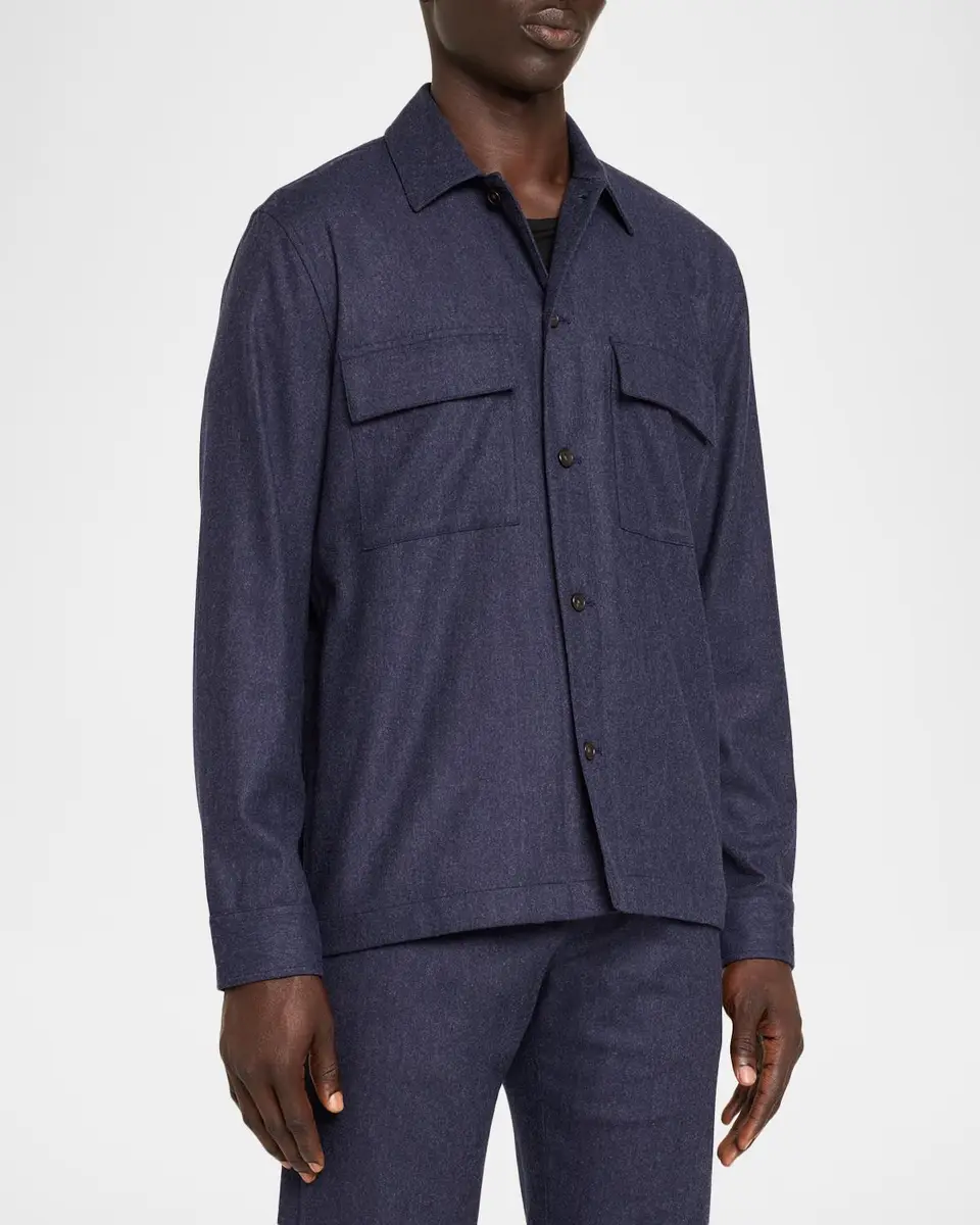Vince Men's Wool-Blend Twill Overshirt | Thumbnail 4 Vince Men's Wool-Blend Twill Overshirt | Thumbnail 4