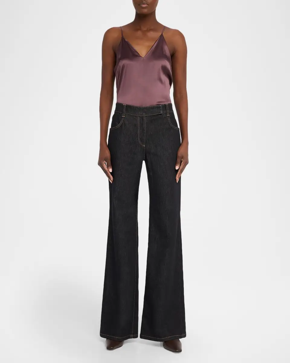 Brunello Cucinelli No Fade Stretch Denim Flared Jeans | Thumbnail 2