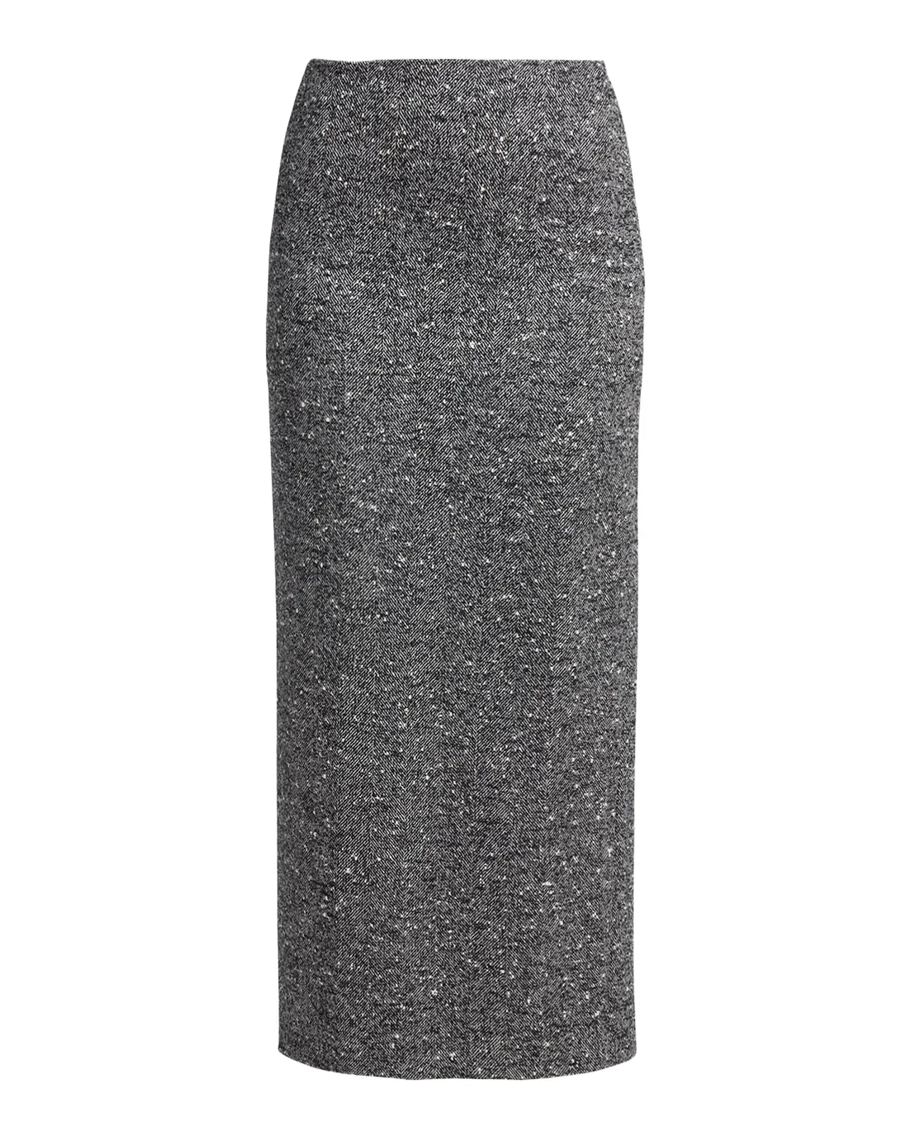 Herringbone Draped Slit Midi Skirt Herringbone Draped Slit Midi Skirt