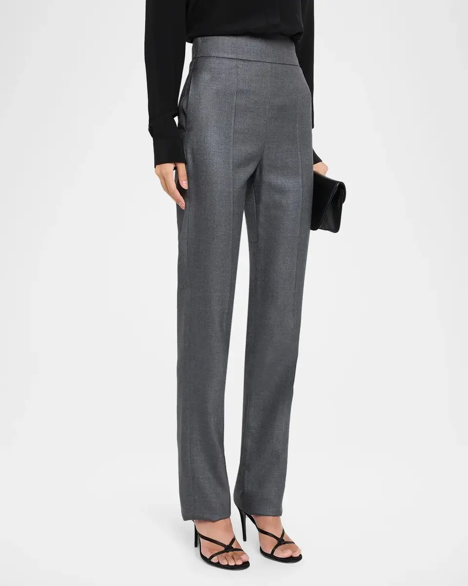 Valentino Garavani High Rise Wool-Silk Straight-Leg Trousers | Thumbnail 4 Valentino Garavani High Rise Wool-Silk Straight-Leg Trousers | Thumbnail 4
