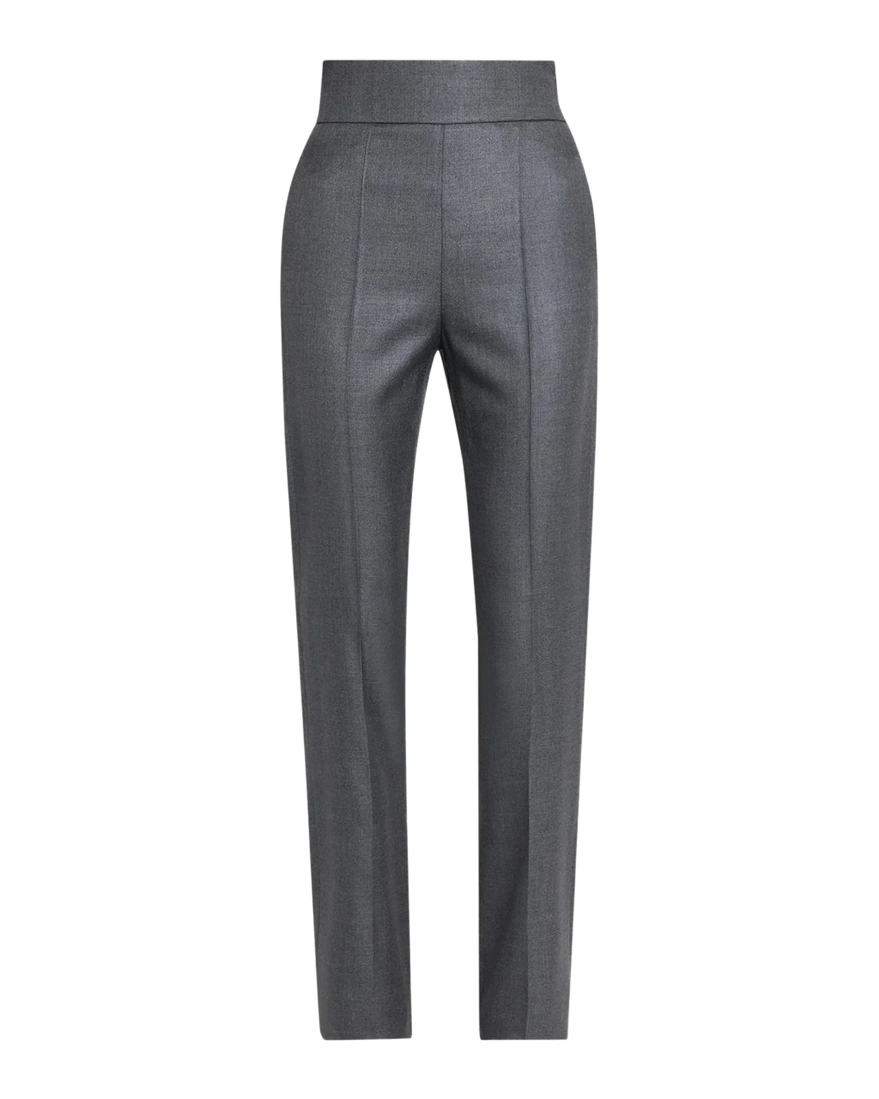 High Rise Wool-Silk Straight-Leg Trousers