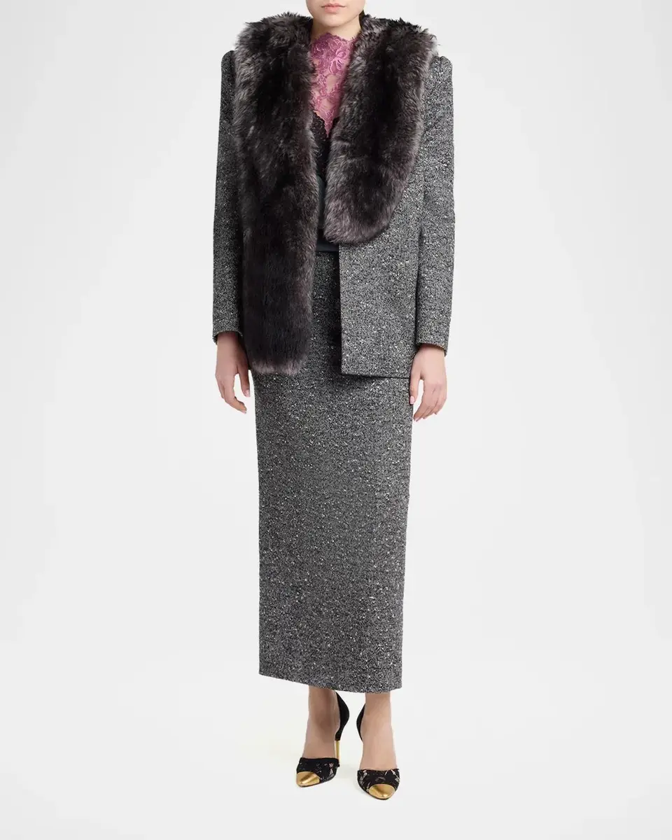 Valentino Garavani Lamb Shearling Wool Herringbone Coat | Thumbnail 2 Valentino Garavani Lamb Shearling Wool Herringbone Coat | Thumbnail 2