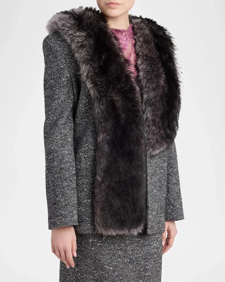 Valentino Garavani Lamb Shearling Wool Herringbone Coat | Thumbnail 4 Valentino Garavani Lamb Shearling Wool Herringbone Coat | Thumbnail 4