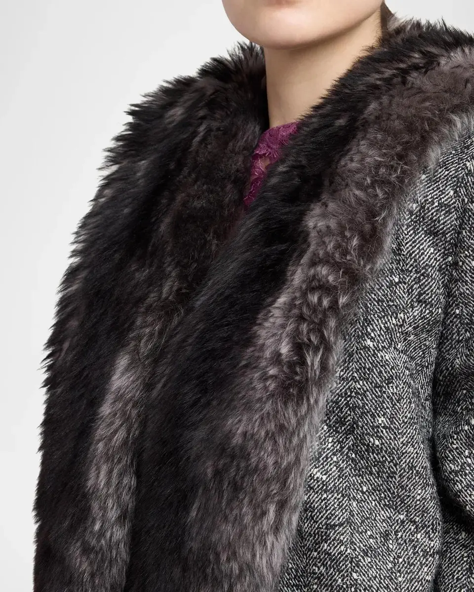 Valentino Garavani Lamb Shearling Wool Herringbone Coat | Thumbnail 5 Valentino Garavani Lamb Shearling Wool Herringbone Coat | Thumbnail 5