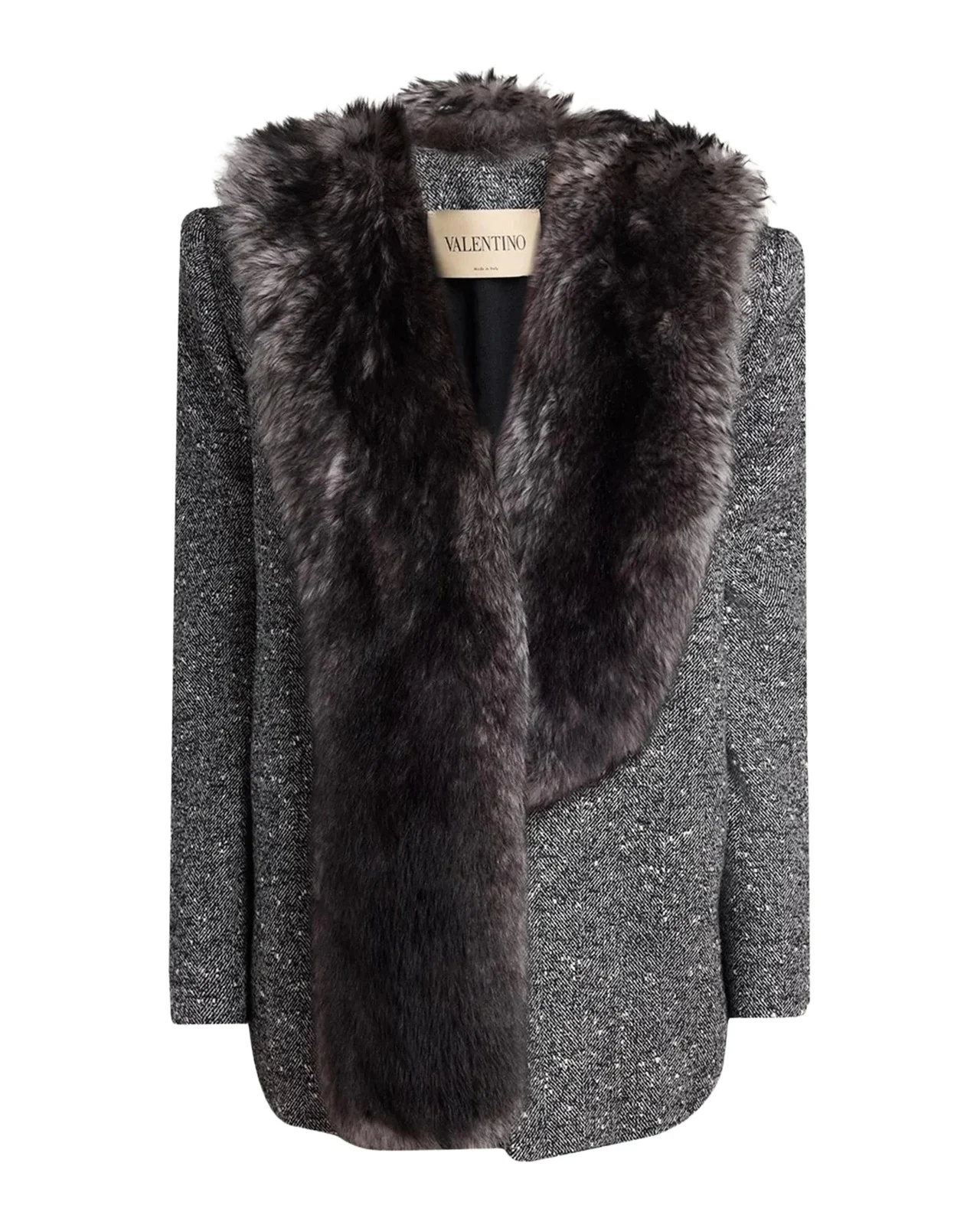 Lamb Shearling Wool Herringbone Coat Lamb Shearling Wool Herringbone Coat