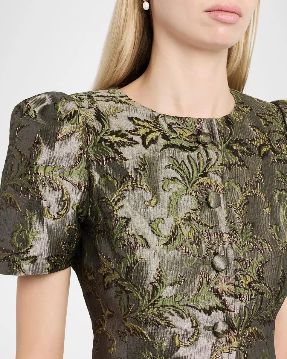 TANYA TAYLOR Jessa Short-Sleeve Brocade Top | Thumbnail 5
